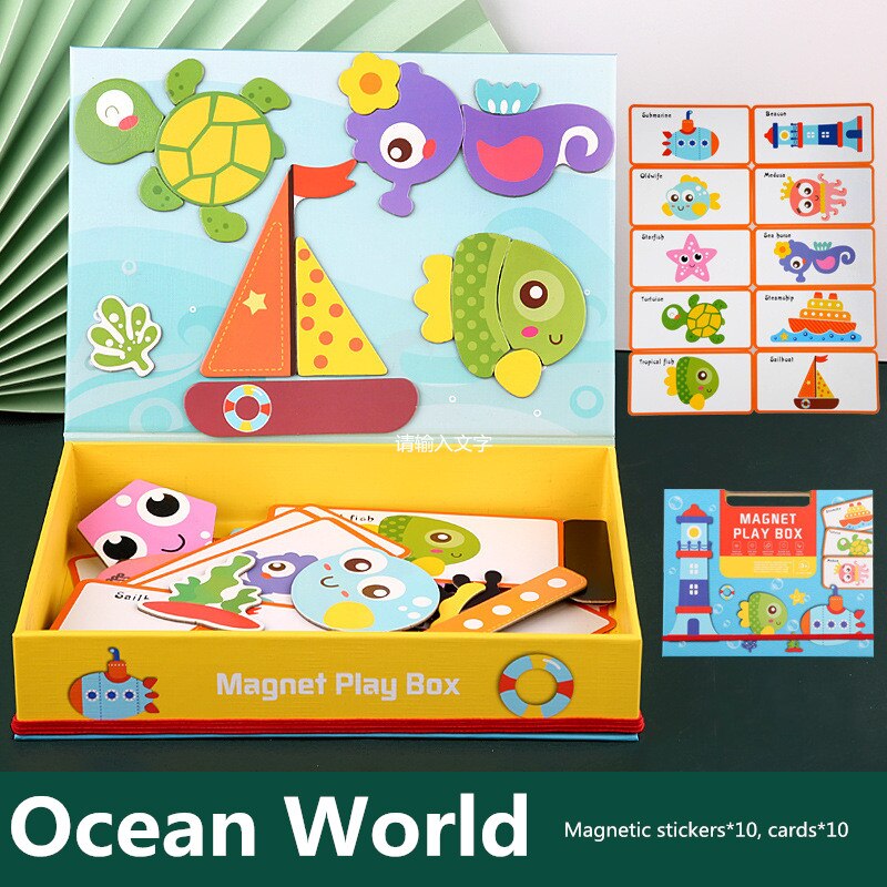 Cartoon Baby Houten Magnetische Puzzel Figuur/Dieren/Voertuig Tekentafel Box Kleuterschool Vroege Educatief Speelgoed Cadeau Voor Kinderen: A4