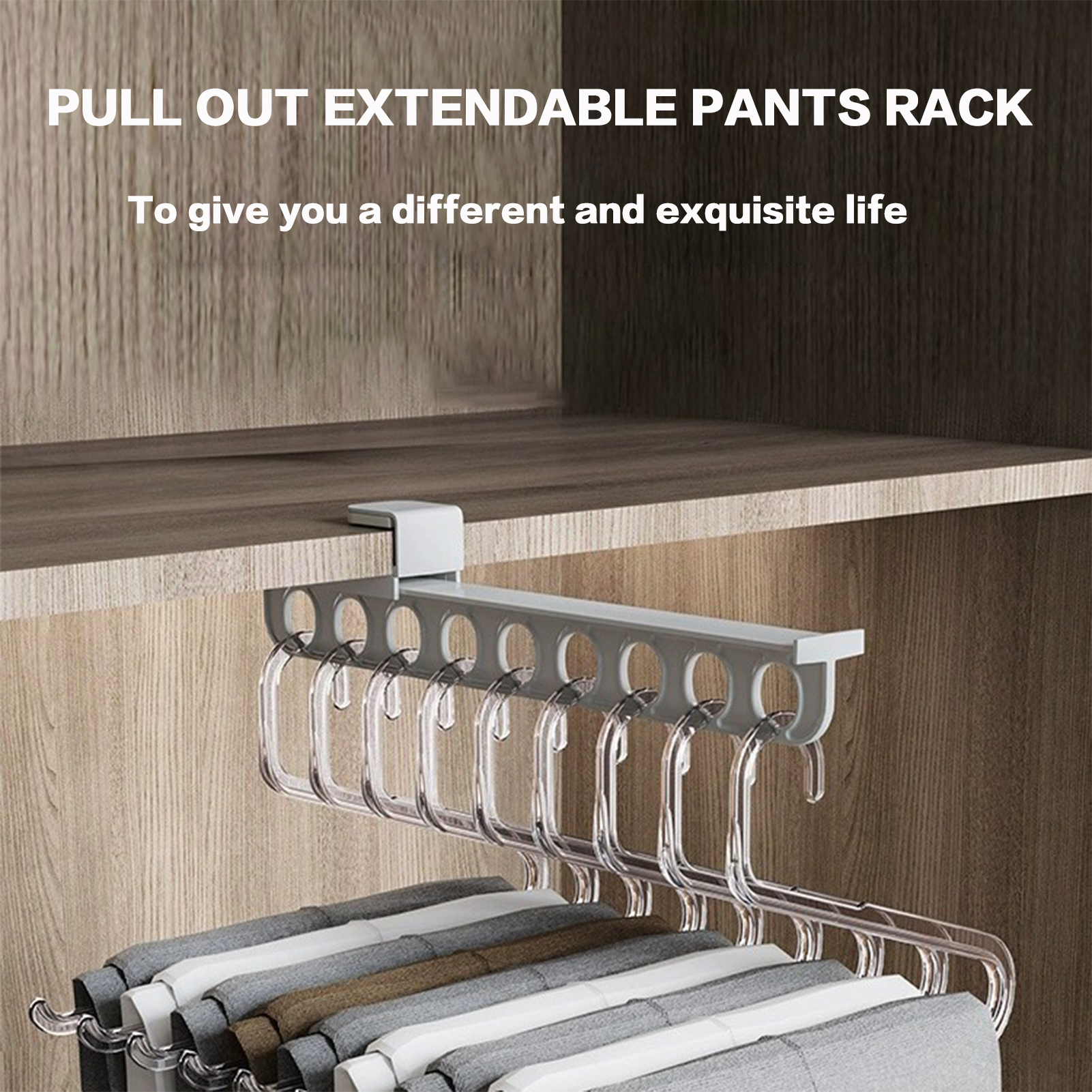 Utdragbar garderobsstång kraftig garderobsstång lämplig för garderober och förvaringsutrymmen