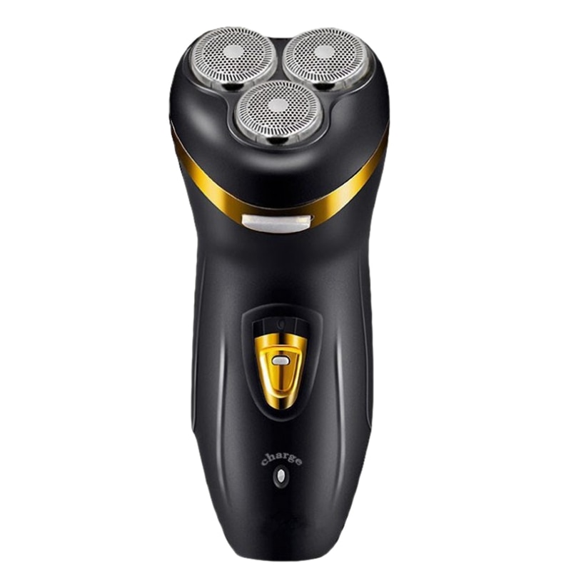 Afeitadora eléctrica 3D para hombres maquinilla de afeitar recargable USB cortadora de barba portátil con 3 cuchillas para afeitado (negro): Default Title