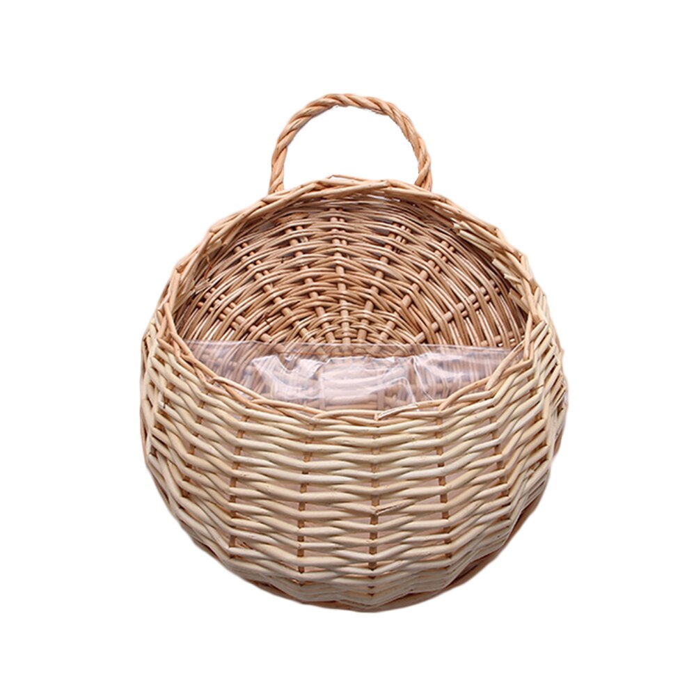 Cesta de mimbre hecha a mano, canasta colgante para plantas de jardín en material ratán para flores o plantas colgantes, ecológica y duradera: 01