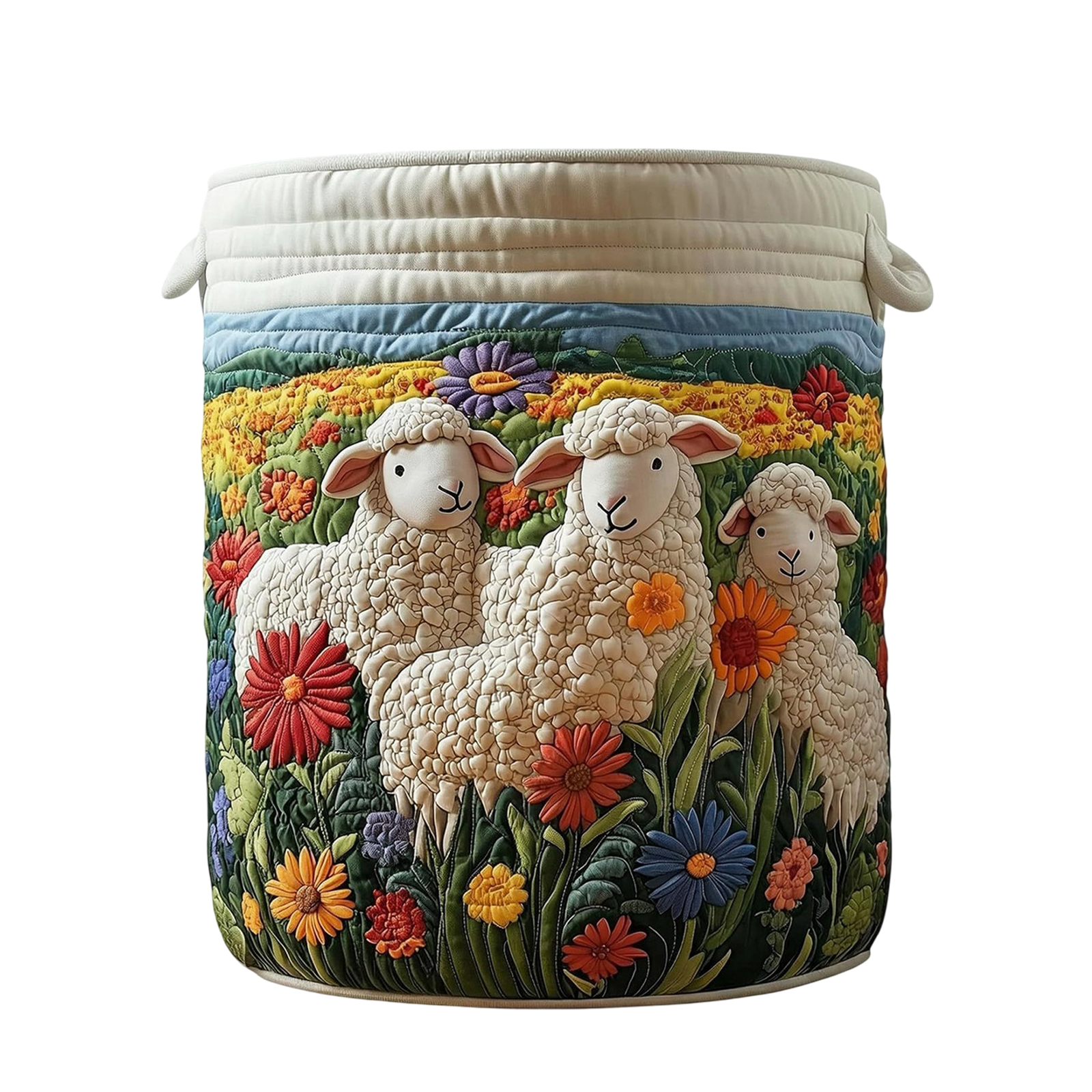 Gestikte wasmand met handvat, boho kledingopbergmand, vintage stof, bloemenopbergmand voor kinderkamer en wasruimte: Lichtgrijs