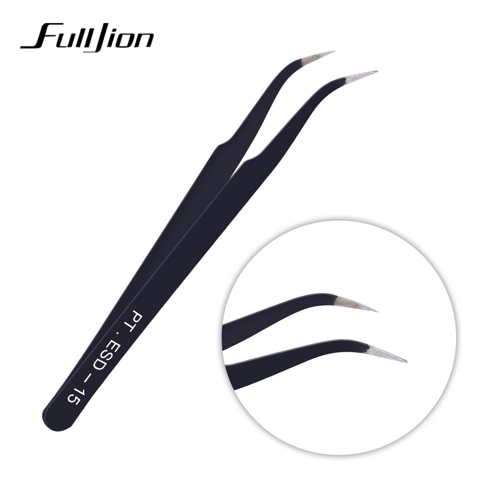 Fulljion Nail Art Anti Zuur Rvs Wenkbrauw Pincet Zwart Gebogen Rechte Nipper Wimper Extension Make Up Nail Gereedschap