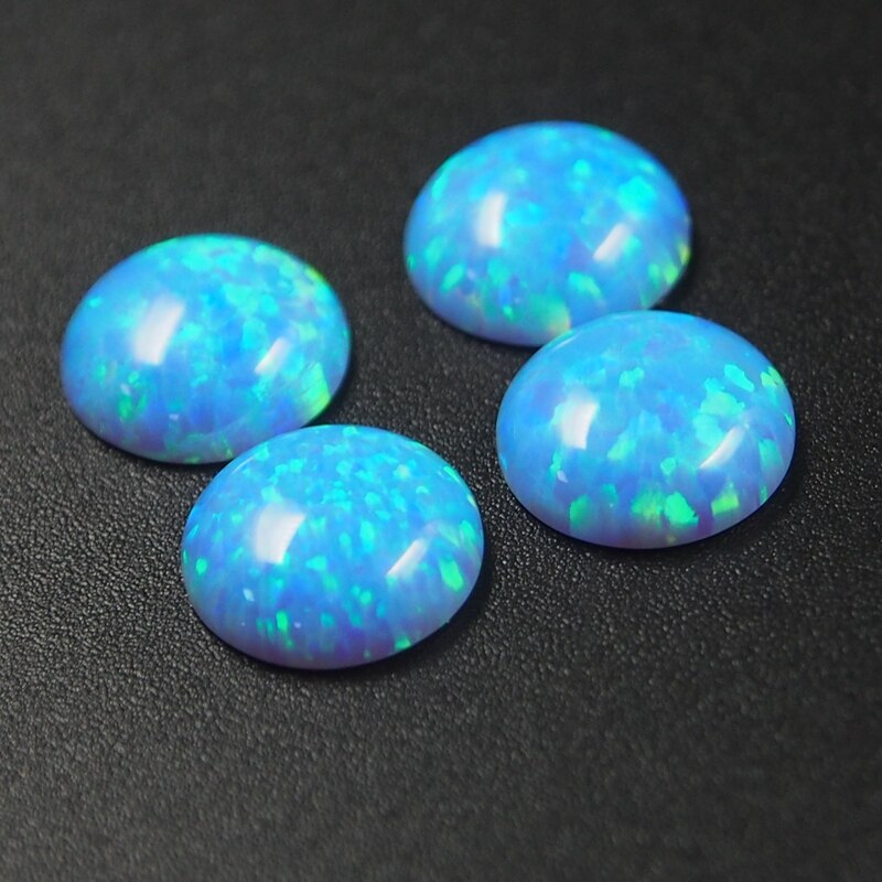 Creato opale perline OP06 blu fuoco 3mm Flatback Cabochon pietra