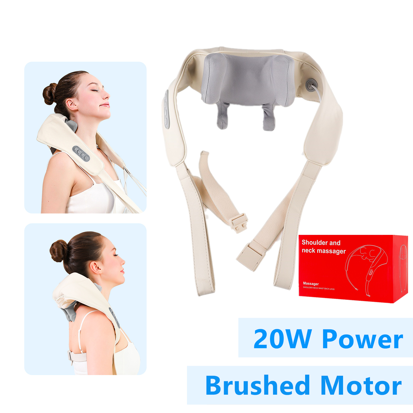 Foreverlily-Châle de massage cervical sans fil, masseur de cou initié, pétrissage du dos, assemblage Ezius, 26W: Marron