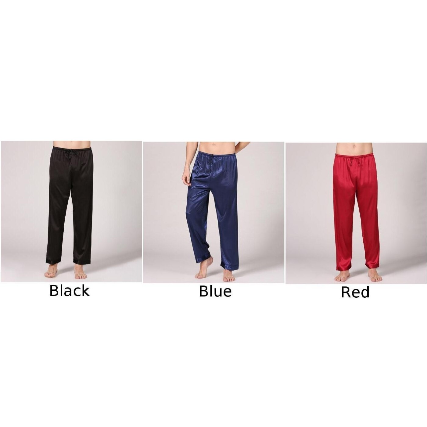 Loungewear bukser ensfarvede underdele almindelig afslappet herre pyjamas i imiteret silke