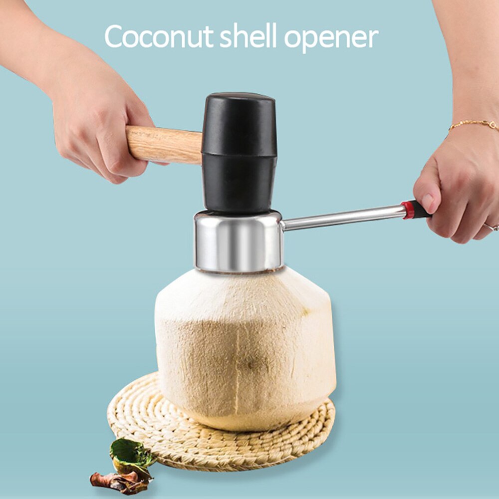 Kokosnoot Opener Tool Set Voor Jonge Kokosnoten Voedsel Veilig Staal Kokosnoot Opener Set Met Hamer