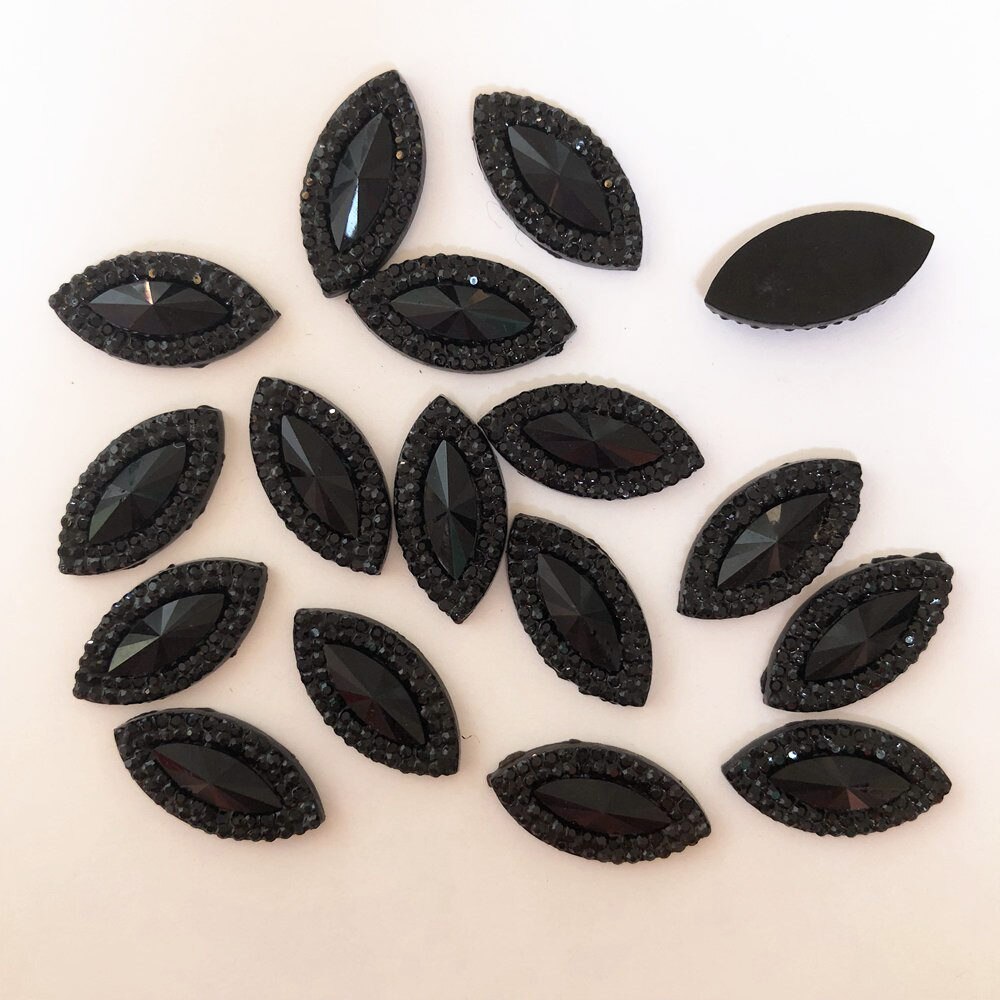 80 PCS Hars 9*18mm Horse eye Plaksteen rhinestone scrapbook DIY wedding applicaties ornamenten PF460