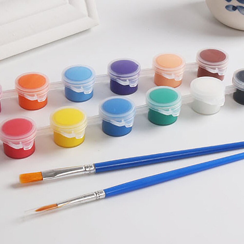 Solid 12 akvarelpigment keramik keramik pensel gør-det-selv kunsthåndværk sæt til børn, der lærer at male mesterfærdighed