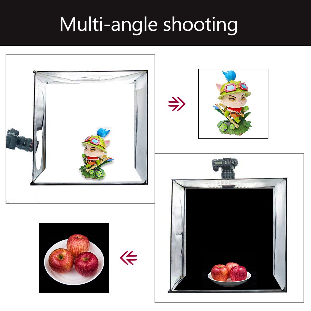 Multifunctional 0.45m LED Light Soft Box Set Portable Photo Lighting Modifier Photography Accessory Softbox with 3 Backdrops