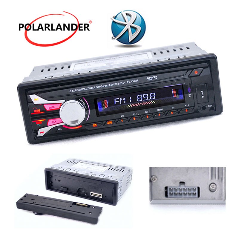 Autoradio autoradio Aparte voorpaneel Audio Stereo FM Aux Ingang bluetooth Ontvanger met SD USB MP3 radio cassette speler 1DIN