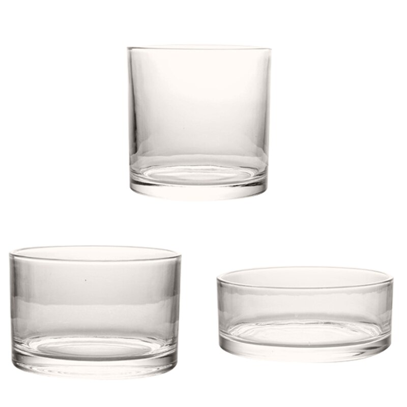 Glass Fish Bowl Clear Vase Cylinder Transparent Fish Tank Desktop Aquariums for Home Decor 3 Sizes Party Supplies