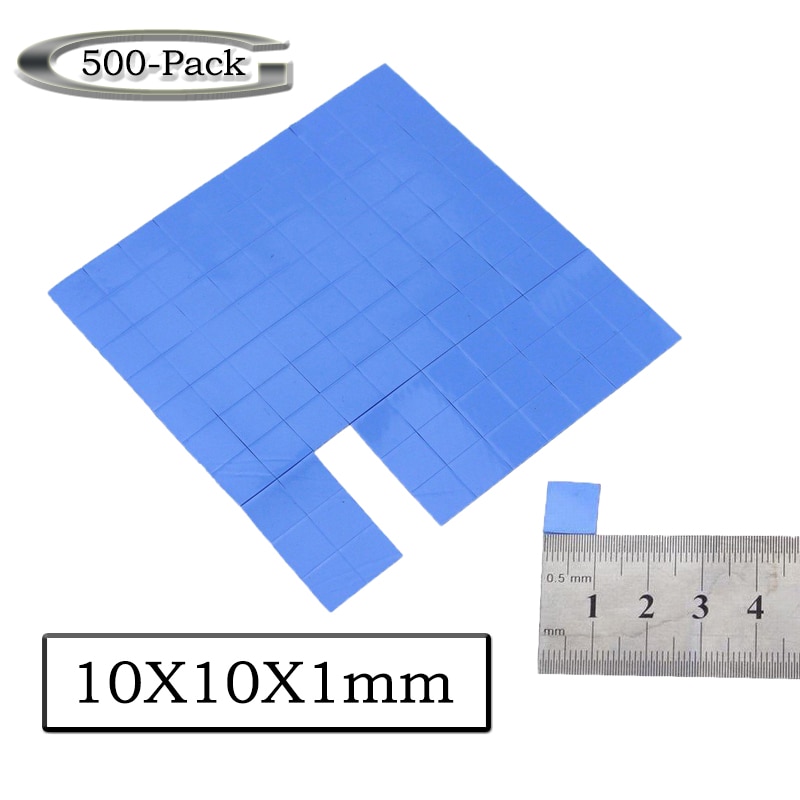500pcs Gdstime 10mm x 10mm x 1mm 0.1cm Dikte Blauw Thermisch Geleidende Siliconen Pad