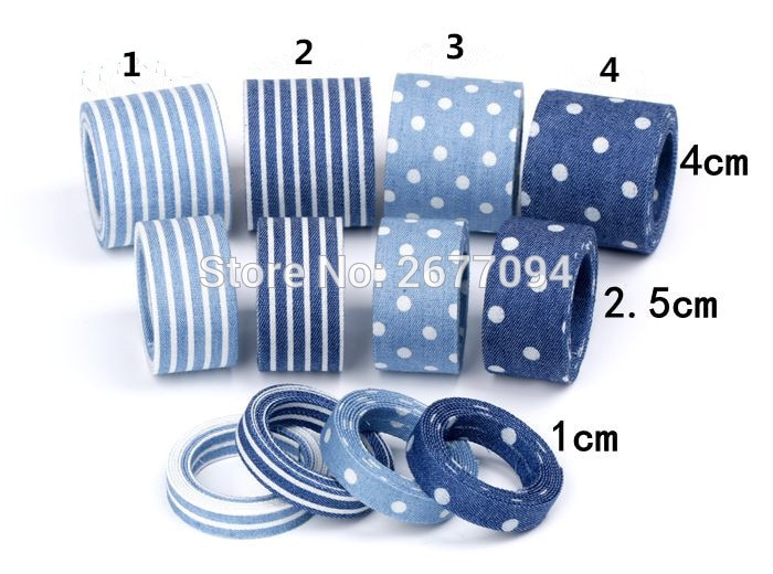 Fita impressa de tecido, 5 metro/lote 10 25 40mm cowboy demin jeans fita da fita do laço de cabelo listrar ponto fita impressa do laço do cabelo diy material do colar