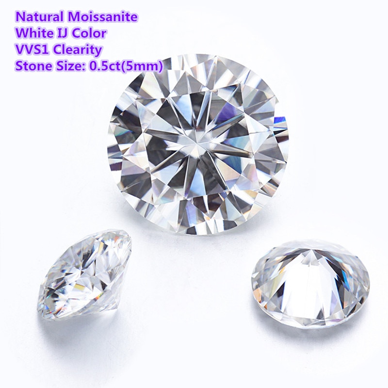 Moissanites solto pedra ij cor 0.5ct moissanite redondo brilhante corte diamante diy anel jóias pingente brincos material