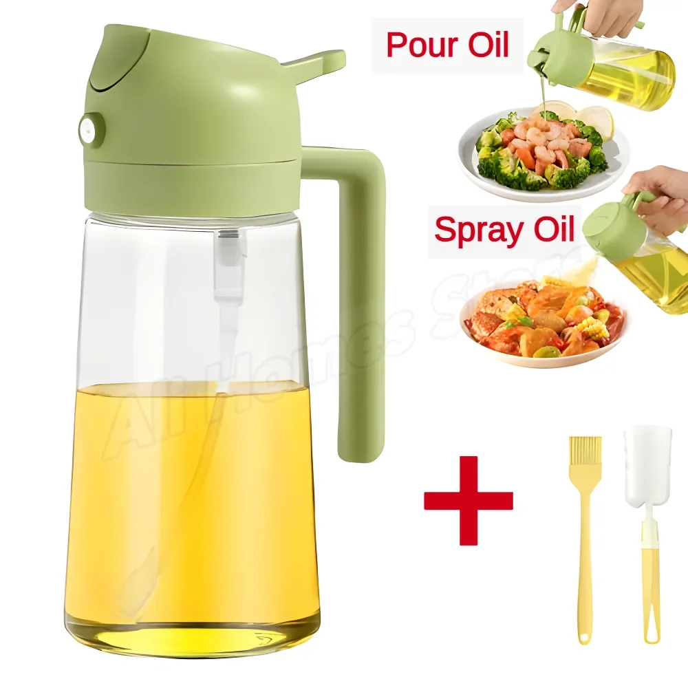 500ml 2 in 1 spray oliesprøjte oliedispenser oliekrukke til grill køkken bagning luft stegepande ovn stegning picnic køkkenværktøj: Orange