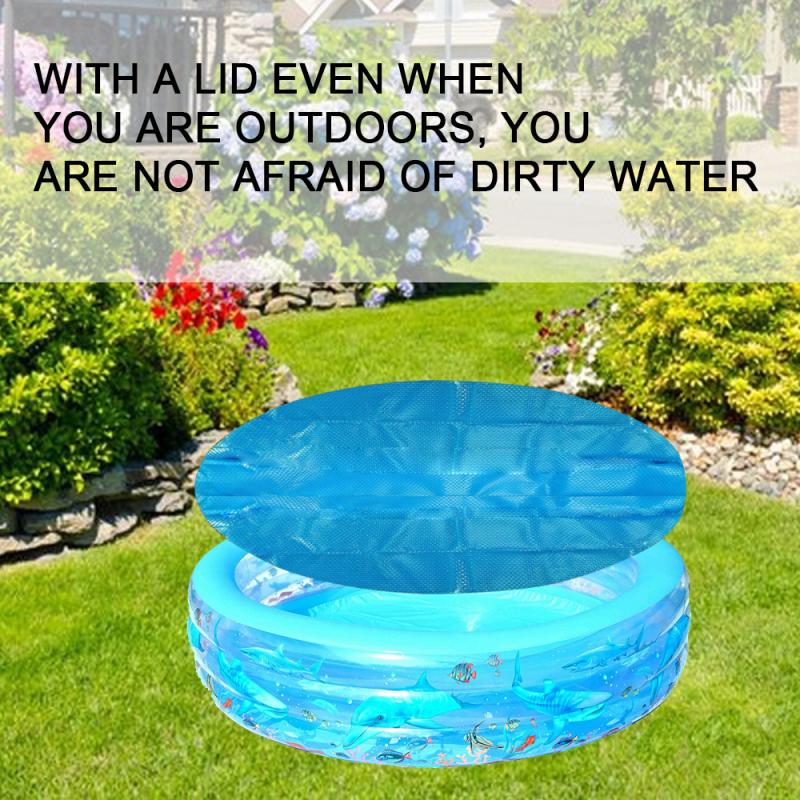 Swimming Pool Cover Dust Rainproof Pool Cover Blue Round Tarpaulin Durable For Adult Children Blue Garden Play Pool Cover