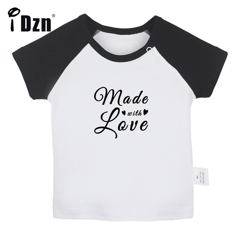 Idzn Gemaakt Met Liefde Fun Art Gedrukt Baby Jongens T-shirts Leuke Baby Meisjes Korte Mouwen T-shirt Pasgeboren Katoen tops Kleding