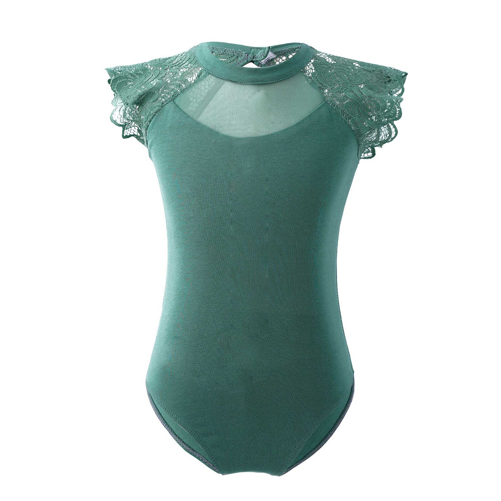 Kinderen Meisjes Mouwloze Bloemen Kant Ballet Dans Turnpakje Effen Kleur Ovale Gymnastiek Dance Training Jumpsuit Body Pak: S / green