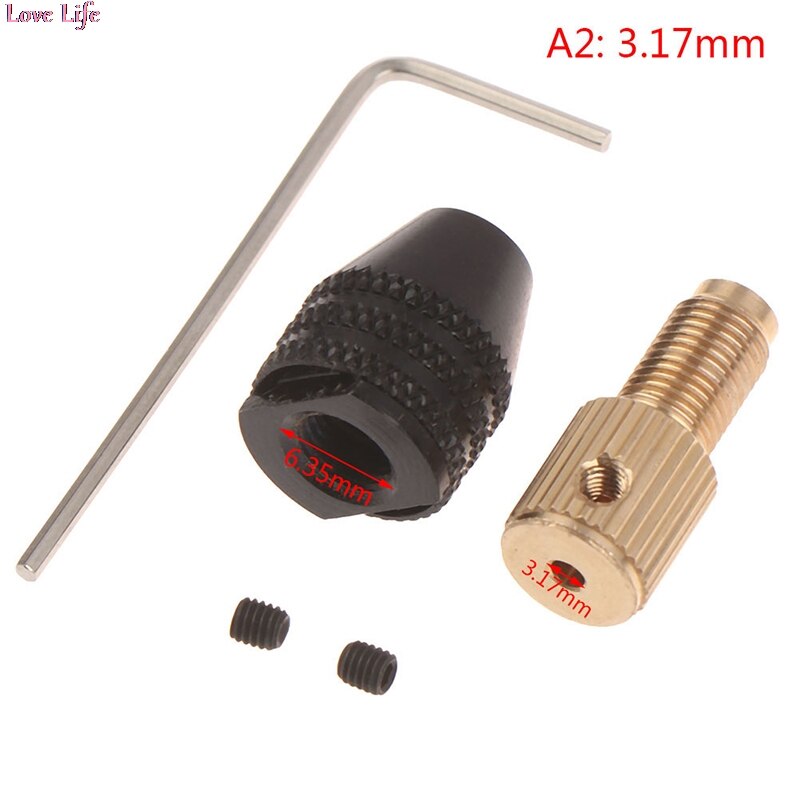 2.3Mm/3.17Mm/5Mm Elektrische Motor Shaft Mini Boor Chuck Armatuur 0.5-3.2 Mm Boor bit Micro Boorkop Hex Boorkop Adapter: 2
