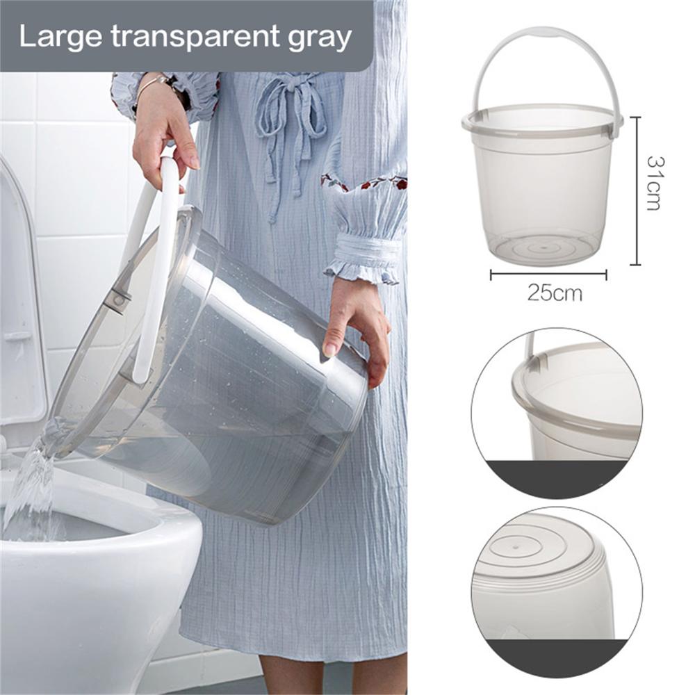 Plastic Bucket Bathroom Transparent Mop Buckets Water Container Sundries Storage Buckets Outdoor Fishing Car Wash Bucket: L Grey