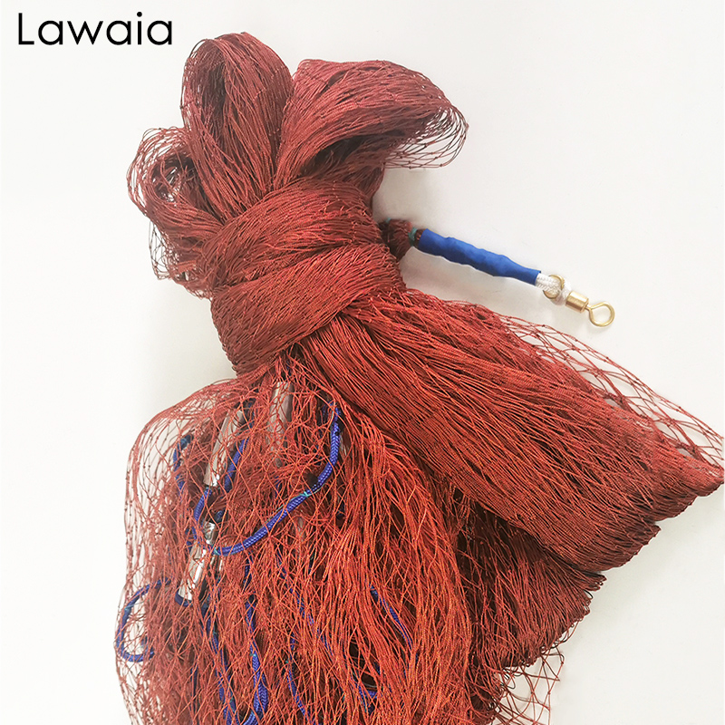 Lawaia Traditional Style Hand Cast Net Fishing Nets Braided Line Handmade Landing Net with Steel Sinkers Height 2.5M