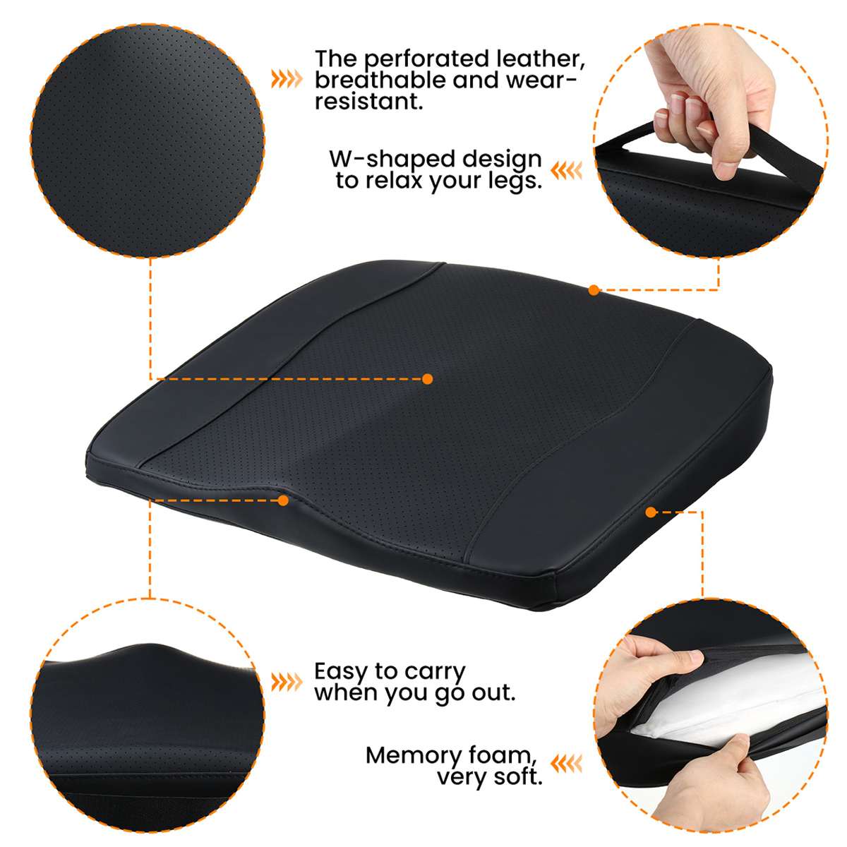 PU Leather Car Seat Cushion Automobiles Seat Covers Chiar Cushion Pad Memory Foam Breathable Comfortable Soft Home Office