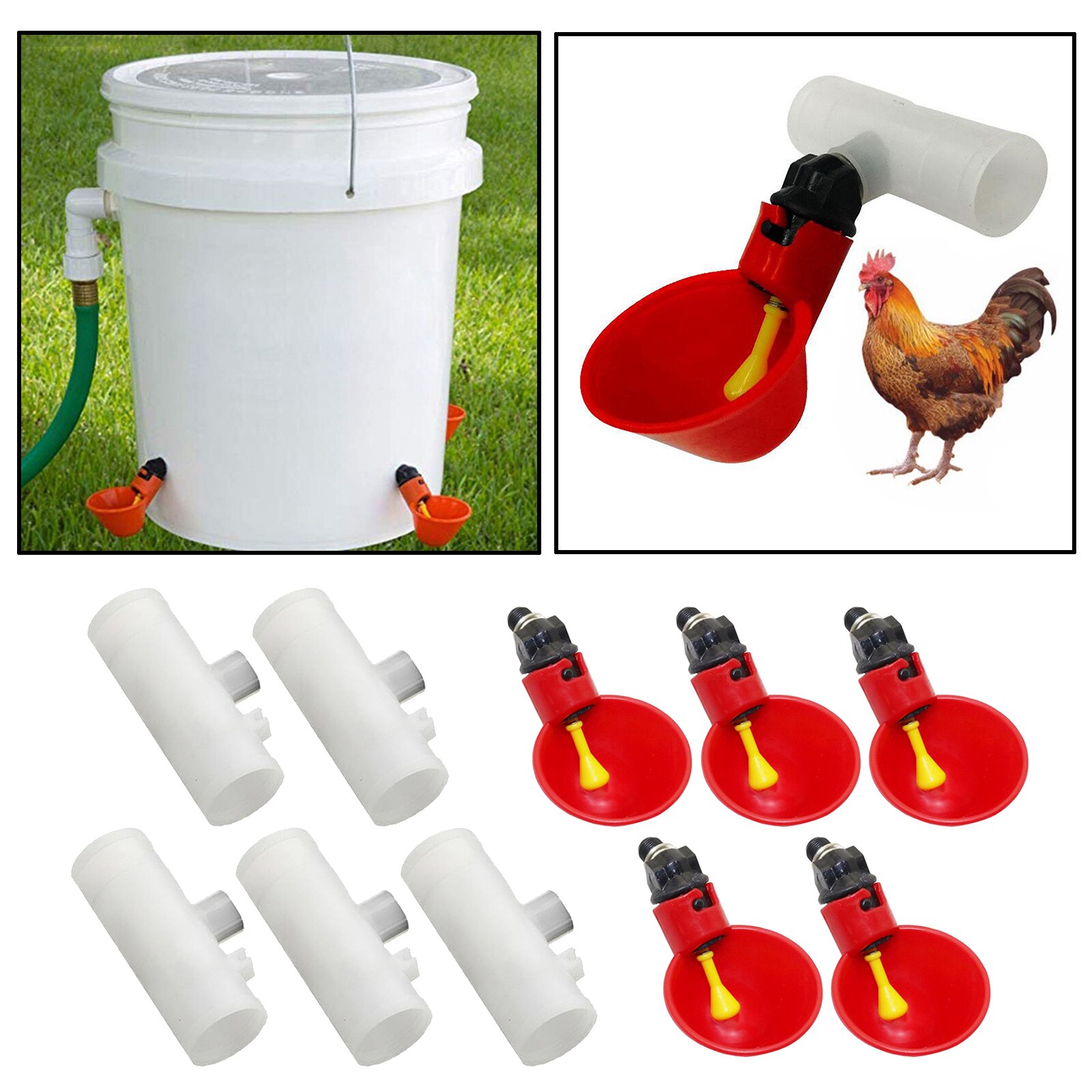 5pcs Chicken Drinker Drinking Cups for Chickens Quail Waterer Bowl Automatic Poultry Coop Feeder Water Drinking Cups