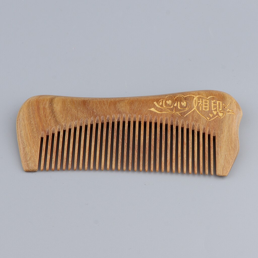 Handgemaakte Natuurlijke Groene Sandelhout Grove Haar Kam Anti-Statische Detangling Houten Haarborstel Bruin, 4.7Inch