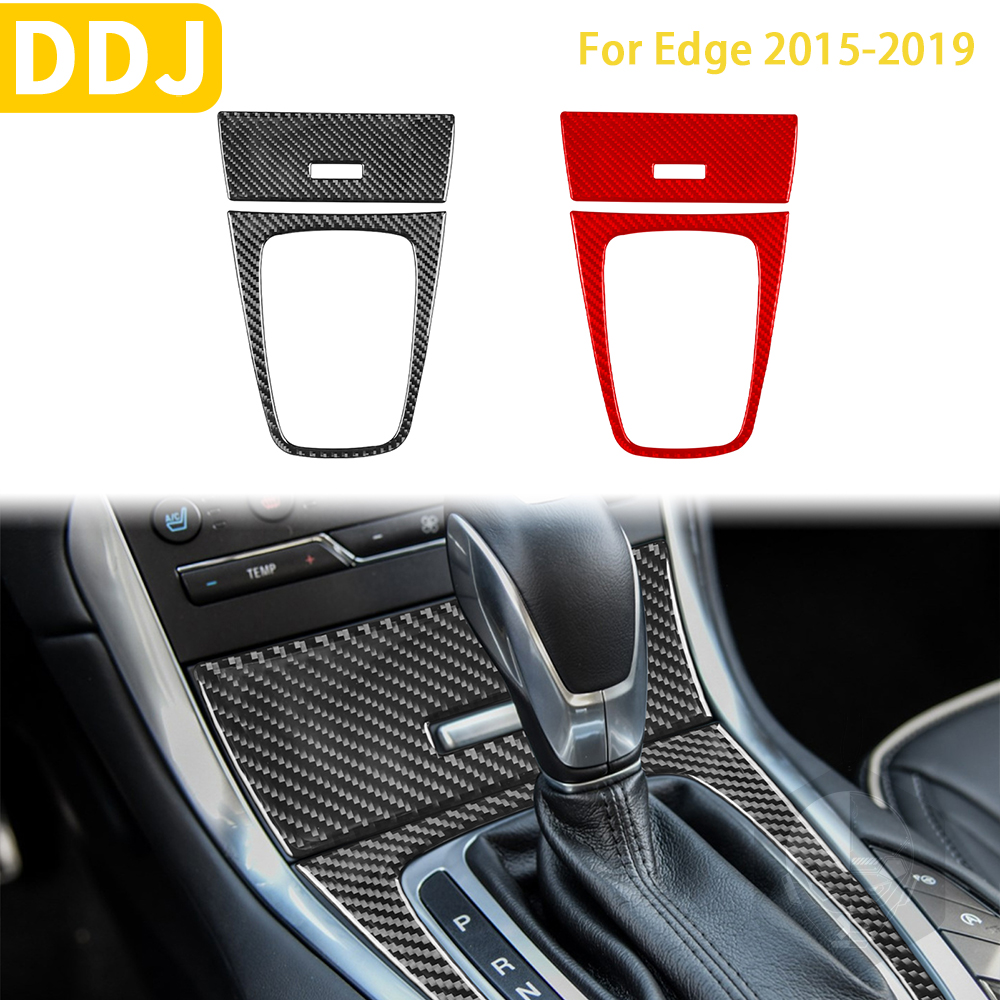 For Ford Edge Accessories Carbon Fiber Interior Gear Panel Cigarette Lighter Cover Trim Sticker