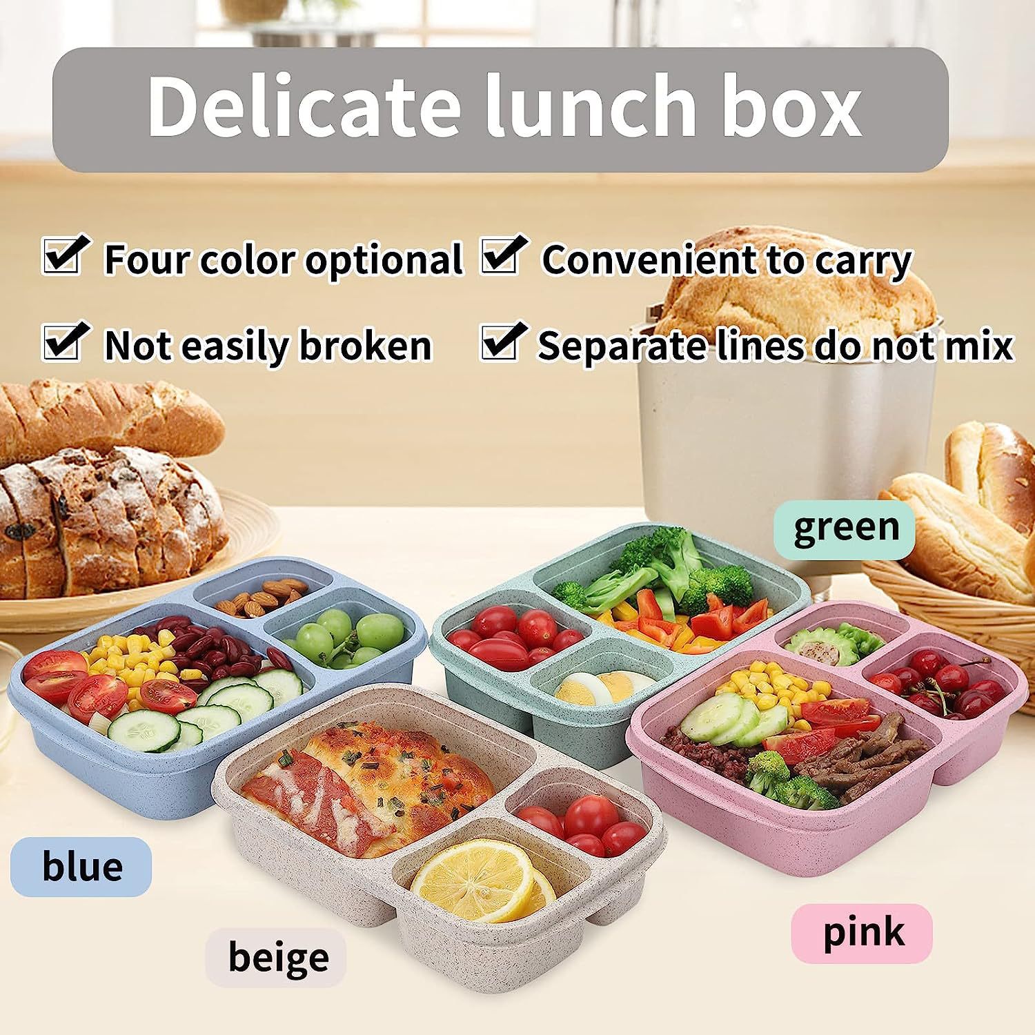Wheat Straw Lunch Box Portable Bento Box With Compartment Picnic Bento Box Fruit Container Microwave Oven Dinnerware for Student