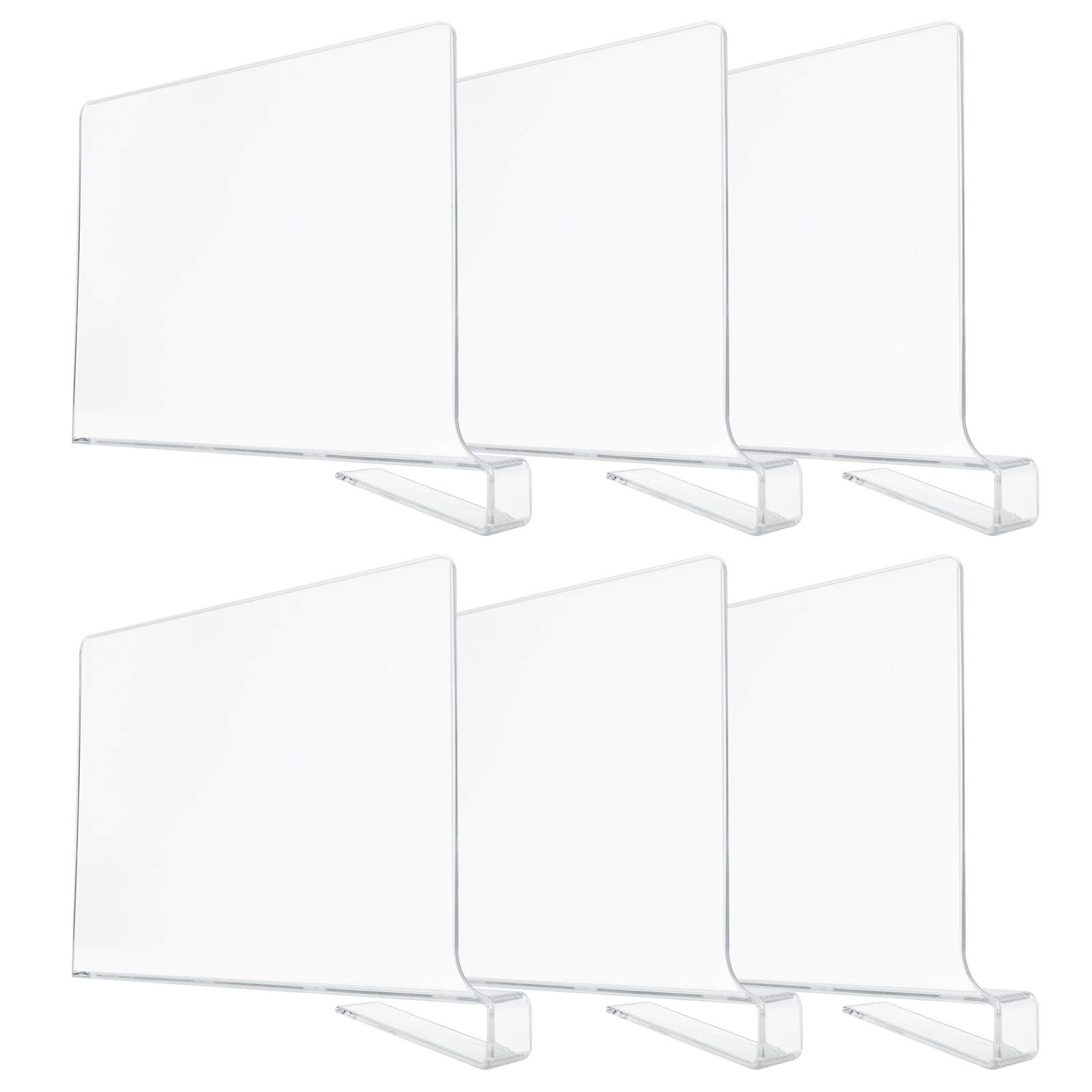 Acrylic Shelf Dividers 6 Pack Clear Shelf Divider for Closets Plastic Shelve Divider for Clothes Purses Separators Wood Shelves: 6pcs