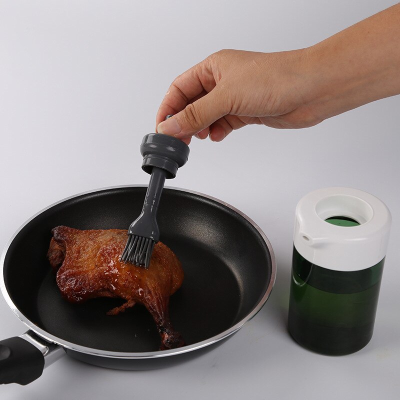 Olieflaskesæt, kontrollerbar mængde oliesprøjtedispenser med rensebørste til bbq salatbagning, køkkenudstyr