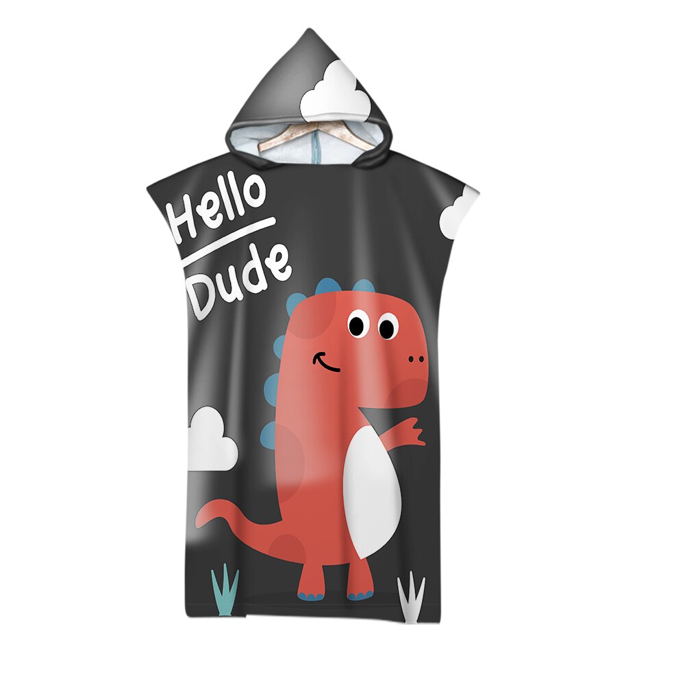 Dinosaur Cartoon Printed Microfiber Beach Towel For Kids Adults Soft Hooded Bath Towels Swimming Cloak: 13