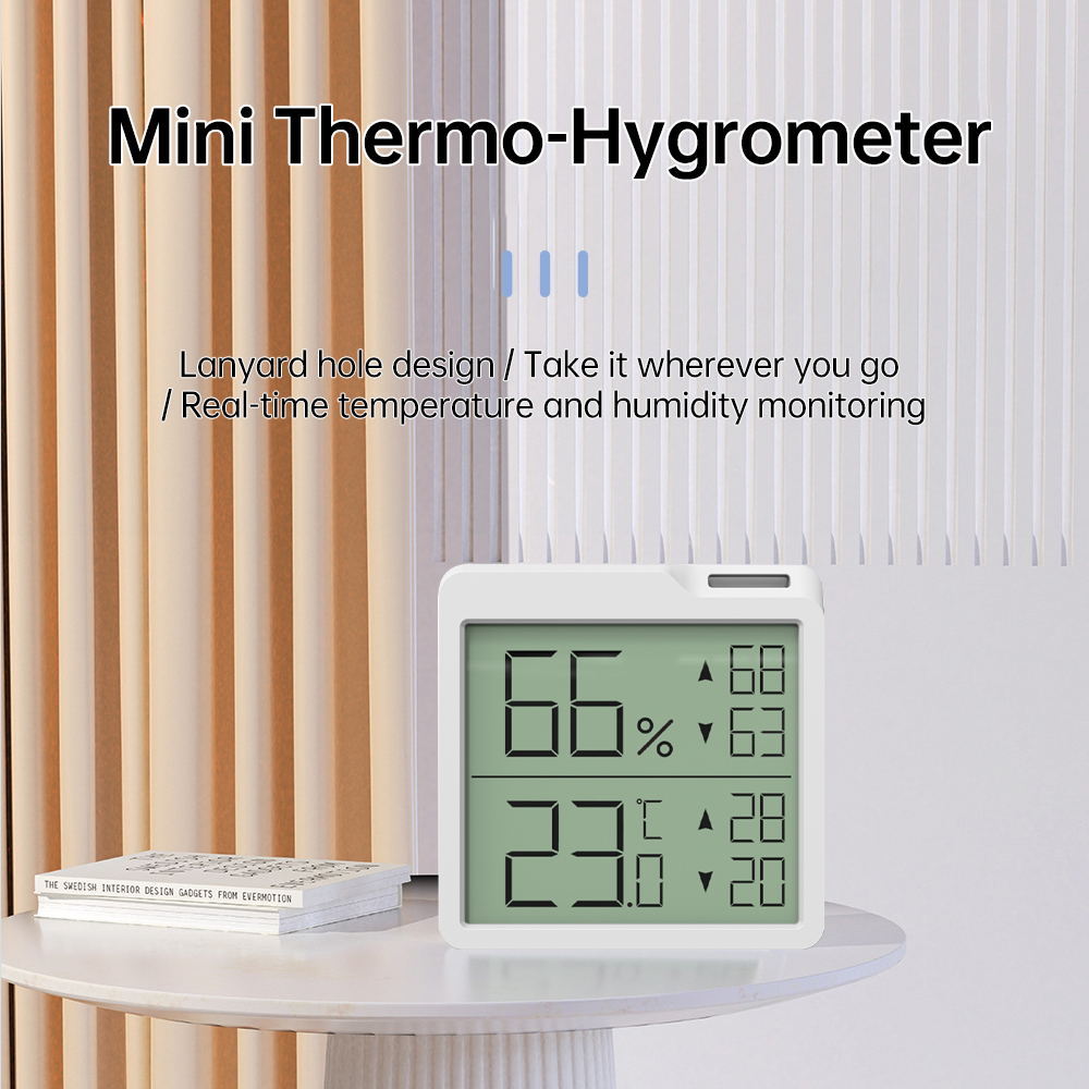 -20-60 ℃ Temperatur- und Luftfeuchtigkeitsmesser, LCD-Digitalanzeige, Temperatur- und Luftfeuchtigkeitserkennung, Thermometer für Höhle Innenbereich, zum Aufhängen