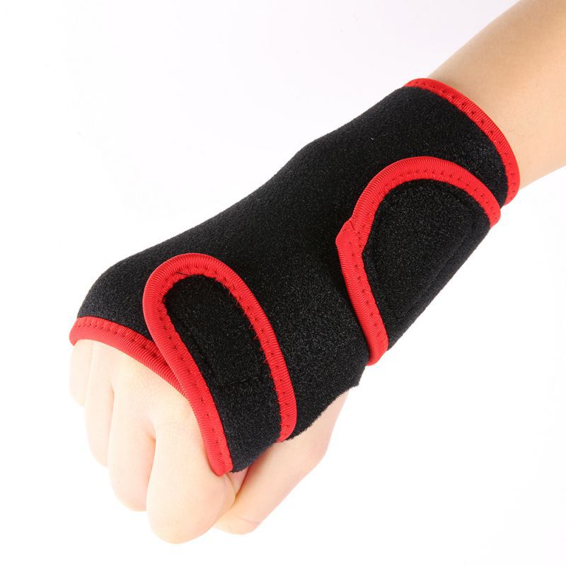 1 PC supporto per fascia da polso per fasciatura da polso per Fitness sollevamento pesi distorsione per stecca cintura per artrite Tunnel carpale bracciale Brace: Black Red Left hand