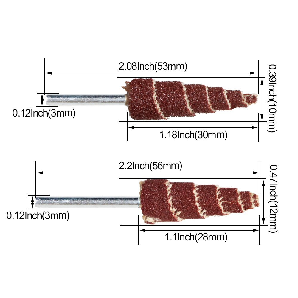 CNBTR Schleifpapier-Kegel 80er Körnung - 10 Stück Mit 3mm Schaft Für Schleifmaschinen