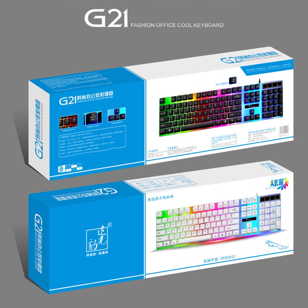 G21 USB Wired Mechanical Suspended Keyboard led Colorful Backlight Gaming Keyboard Waterproof For PC Computer Gamer