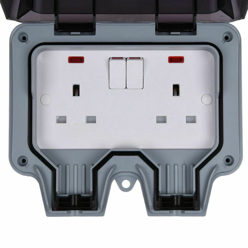 Utomhus 13a 2 gäng 3 hål vattentät storm switched socket box  ip66 vägguttag skydd box box utan stickpropp utomhusbruk