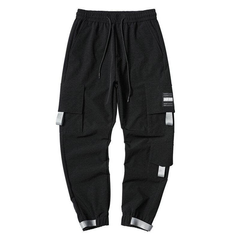 Los hombres cintas de bolsillos Cargo de harén pantalones Hip Hop Casual de hombre Tatical Joggers pantalones de de calle Casual Pantalones
