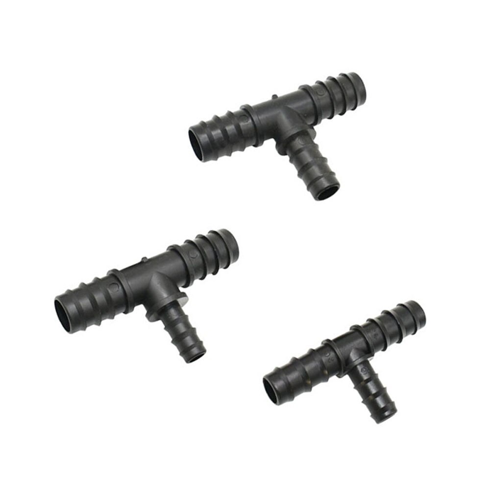 T-form 1 &quot;  to 3/4 &quot;  to 1/2 &quot; hageslange tee-kobling redusering vann splitter tee barb vannkobling for 25mm/20mm/16mm slanger 2pc