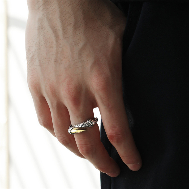 Anello con artiglio di drago retrò di personalità Accessori per dita maschili Anello in argento sterling 925 vintage per gioielli da uomo regolabili