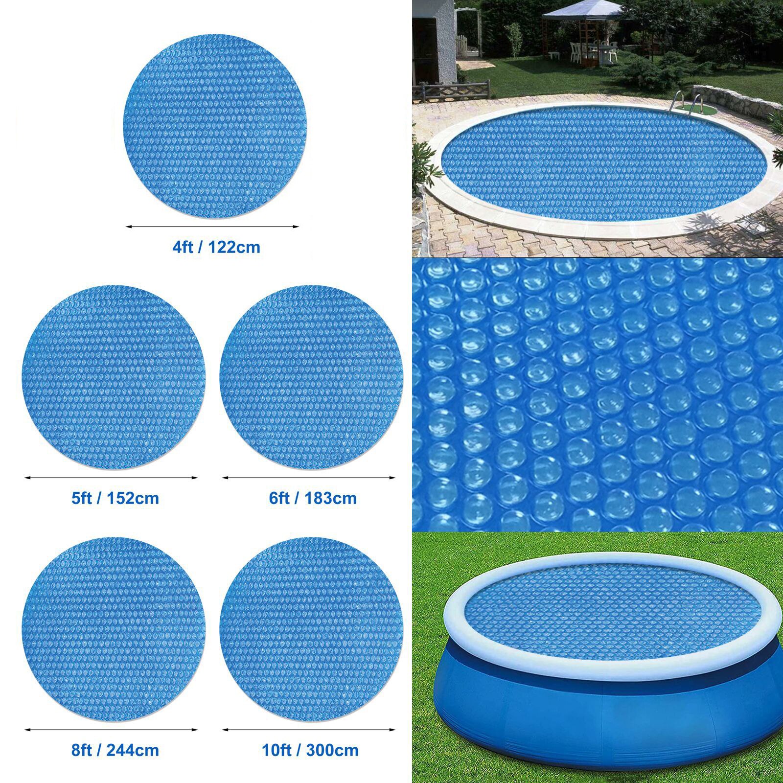 Swimming Pool Cover Rectangular/Round Solar Summer Waterproof Pool Tub Dust Outdoor PE Bubble Film Blanket Accessory Pool Cover