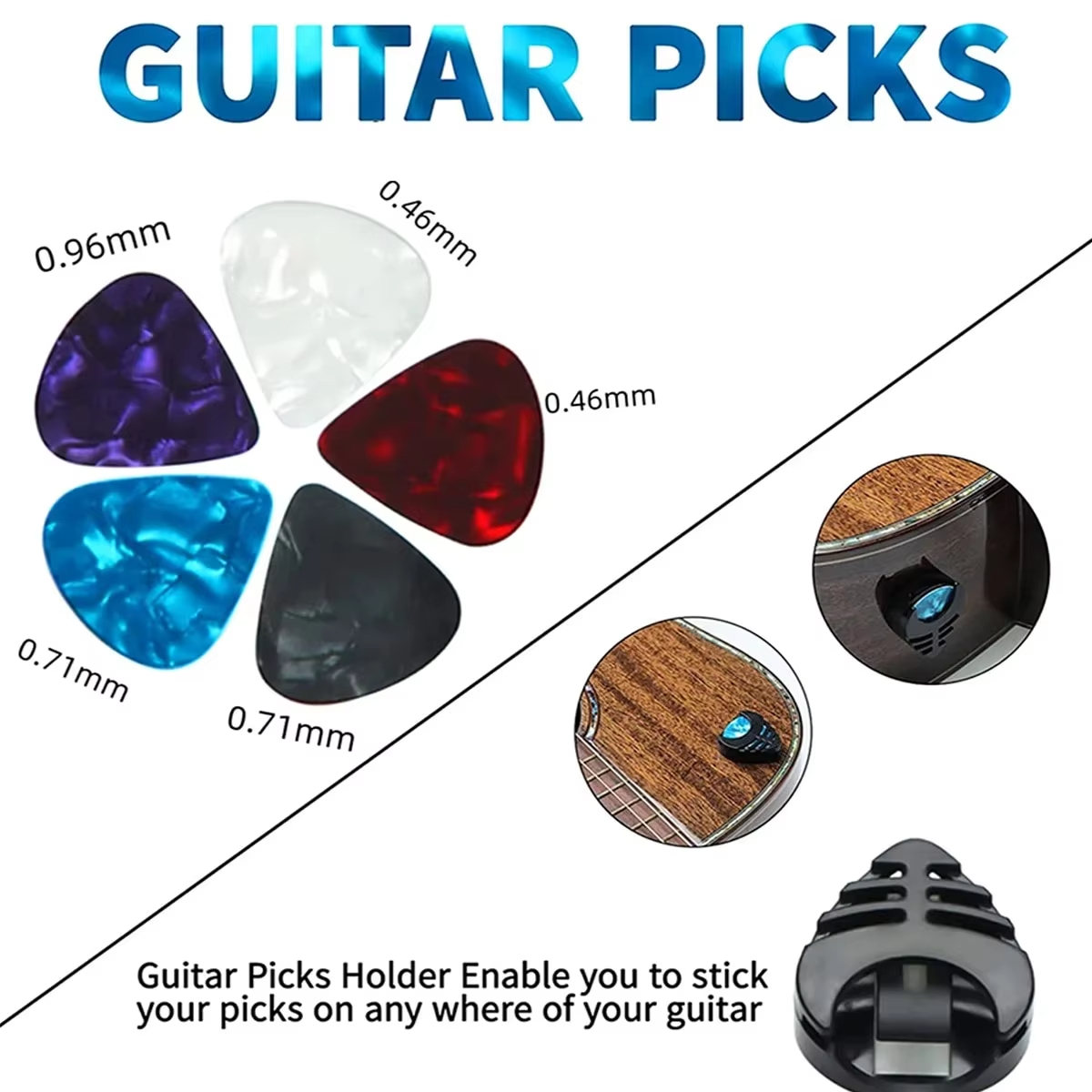 10 peças alça de ombro de guitarra, padrão de quadrados preto e branco alça de ombro de guitarra ajustável inclui 5 palhetas de guitarra e 1 retenção