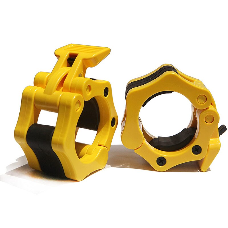 25/50mm Spinlock Barbell Collars Quick Release Barbell Clamps Olympic Weight Bar Clips for Weightlifting and Strength Training: 2 pcs yellow / 25MM