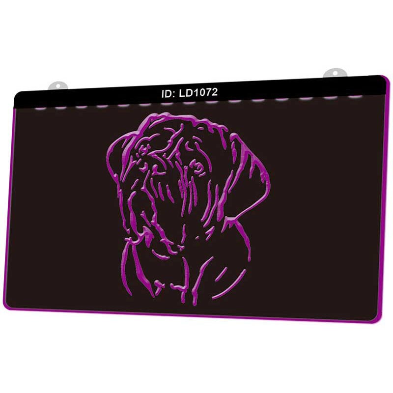 Ld1072 honden 3d graveerbare led-lichtborden meerdere kleuren gratis verkoop