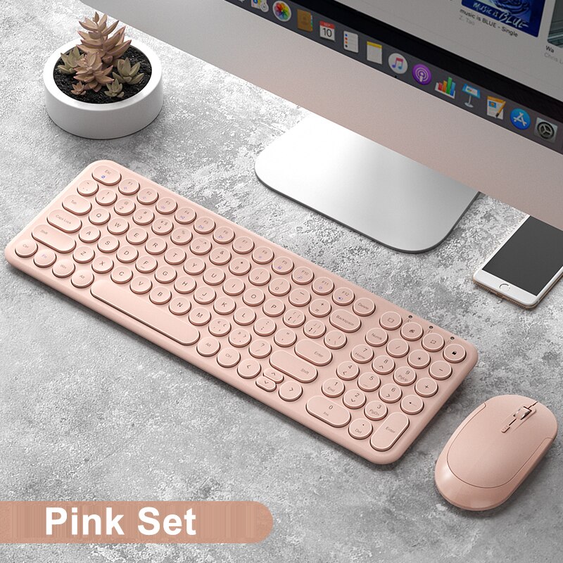 2.4G Wireless Rechargeable Gaming Keyboard And Mouse Keyboard Gaming Mouse For Macbook PC Gamer Computer Laptop Keyboard: Pink Set