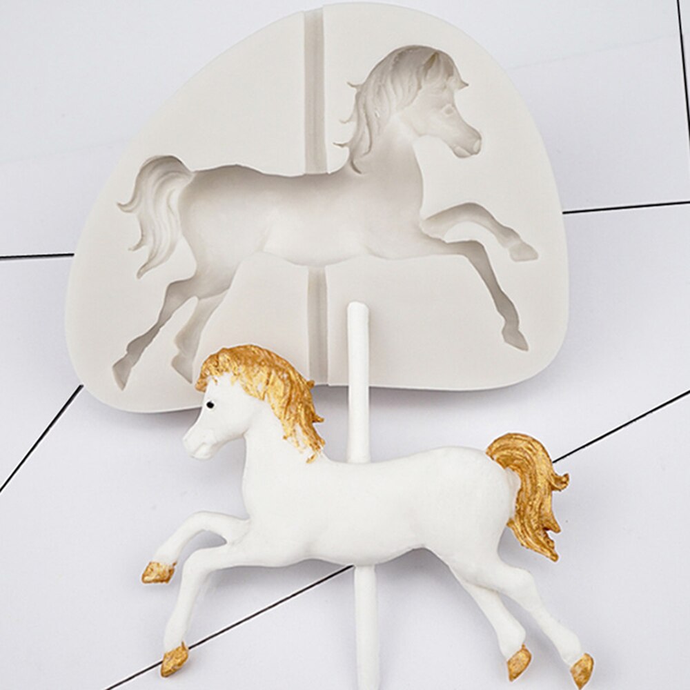Carousel Horse Shape Plastic Cake Mold Bakeware 3D Silicone Mould For Chocolate Clay Fondant Cake Tools Decorating