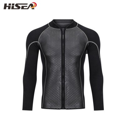 HISEA Men 2.5mm neoprene Long sleeve wetsuit Surfing diving suit Individuality keep warm winter surf clothing: black jacket / M