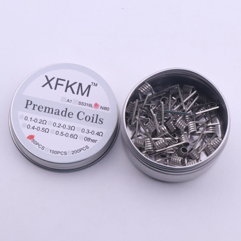 XFKM NI80 50/100 pcs twisted Fused Bijenkorf clapton coils premade wrap Alien Mix twisted Quad Tijger Verwarming Weerstand rda coil