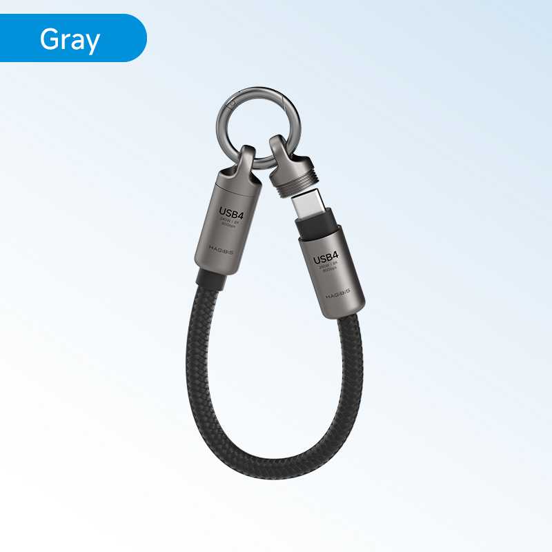 Hagibis USB4 Cable Portable Keychain Short C to C Cable Lanyard Type-C Cable 240W 80Gbps for Thunderbolt 4/5 iPhone 16 Pro SSD: black